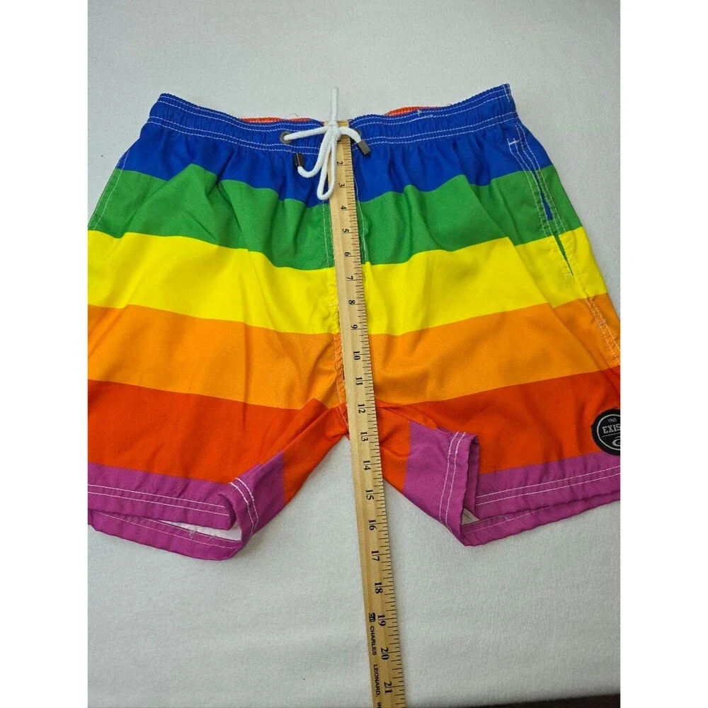 Exist Swim Men's Rainbow Striped Swim Trunks Size XL Pride Gay NWOT B-3872
